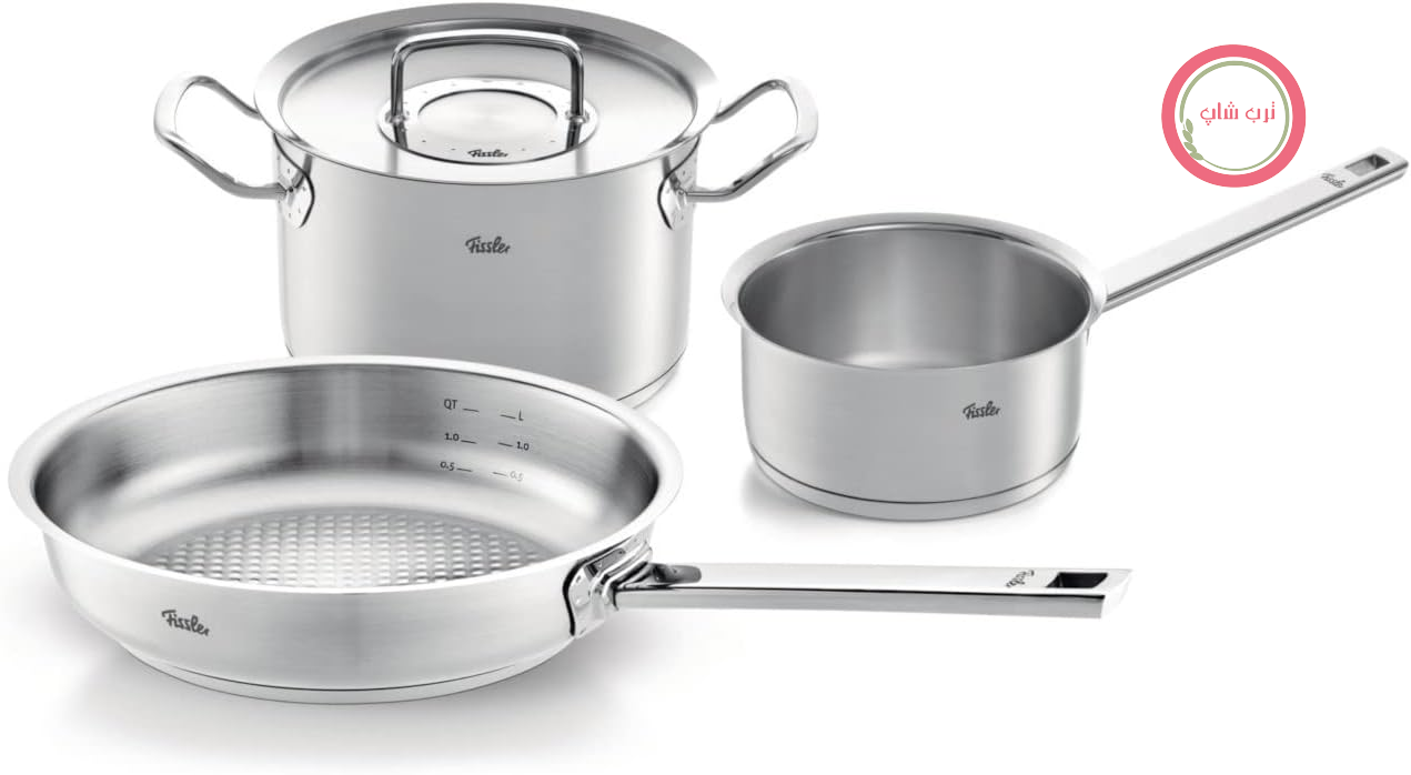 سرویس قابلمه ماهیتابه 3 پارچه فیسلر آلمان Fissler Original-Profi Collection قابلمه با درب فلزی (1 قابلمه 1 ماهیتابه 1 قابلمه بدون درب) القایی